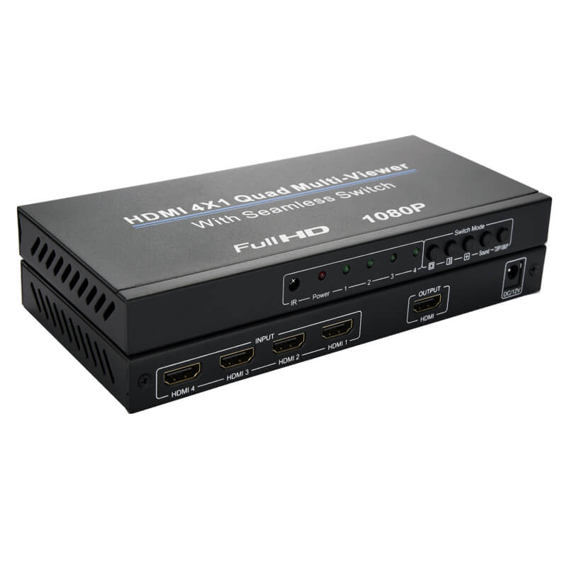 1080p 4x1 quad/pip/pop multiviewer seamless video switcher