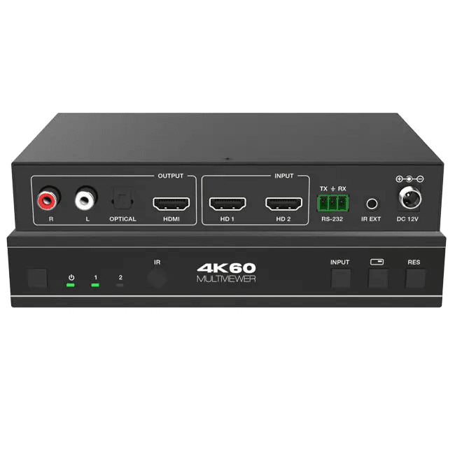 2023 new 2x1 4k60 uhd quad/pip/pop multiviewer seamless video switcher