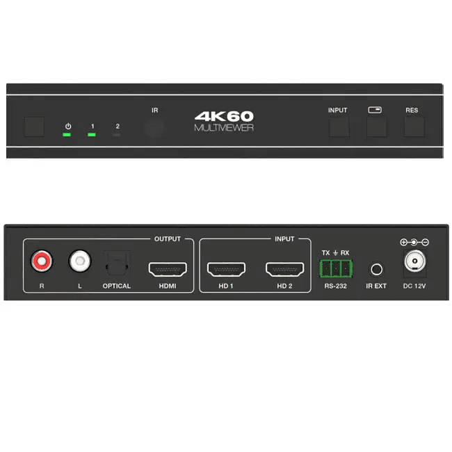 2023 new 2x1 4k60 uhd quad/pip/pop multiviewer seamless video switcher