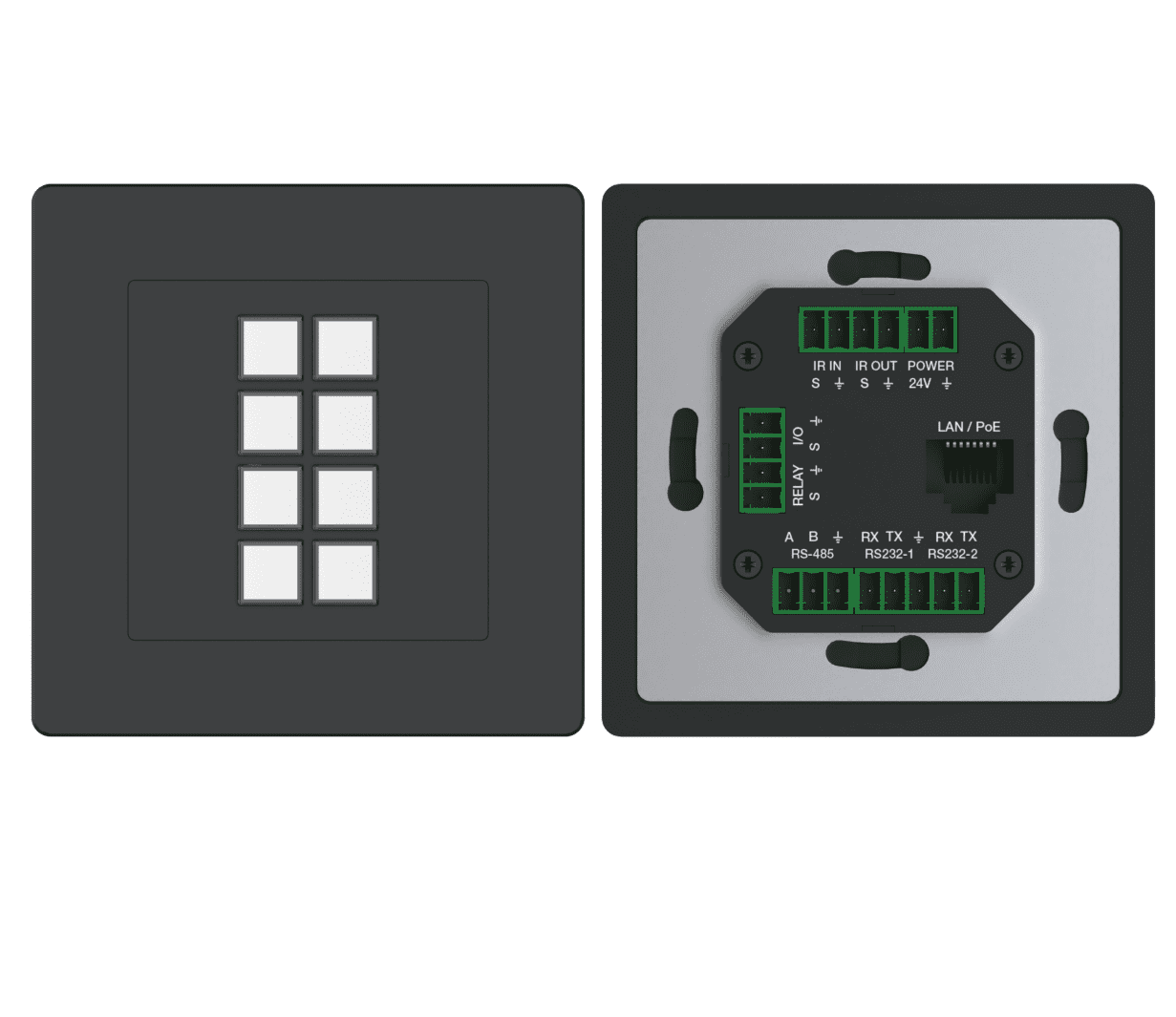 8 button wallplate based control panel for central control system