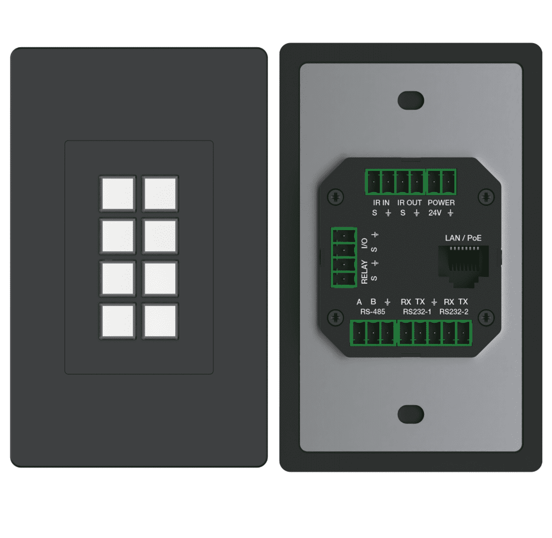8 button wallplate based control panel for central control system