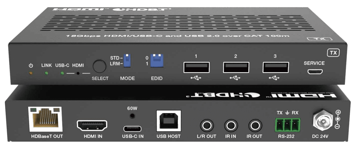 4k@60hz 4:4:4 usb c hdbaset 3.0 kvm extender over a single cat6a cable 100m