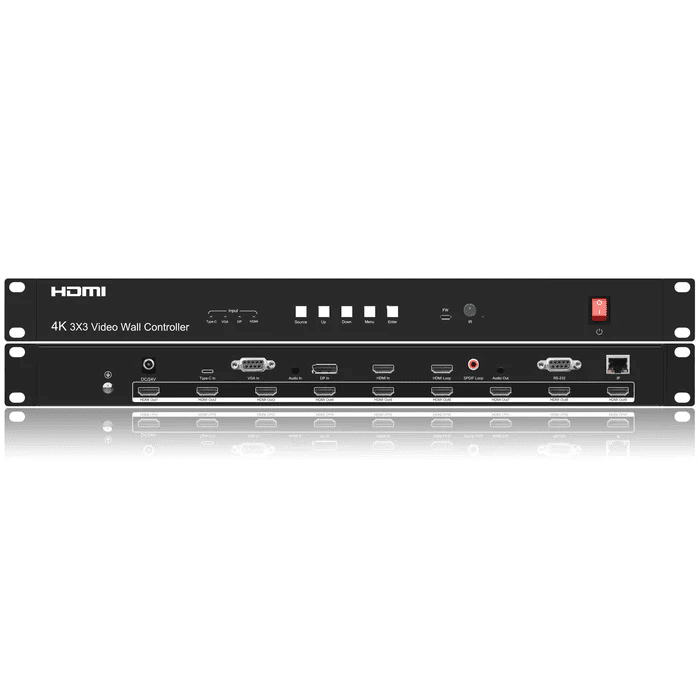 cascade 4k30hz 3x3 video wall controller with usb c input,10x10 videowall