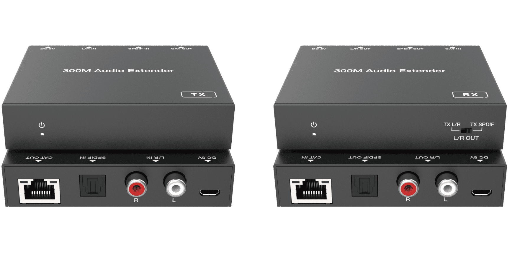 spdif rca l/r audio extender over cat5e/6 cable 300m dac poc
