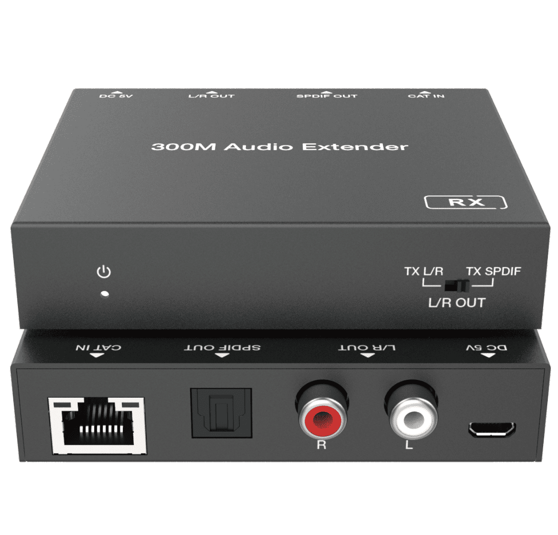 spdif rca l/r audio extender over cat5e/6 cable 300m dac poc