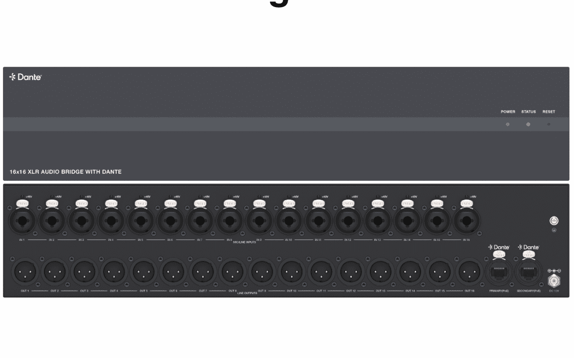 dante audio bridge 2x2 4x4 8x8 16x16 with poe