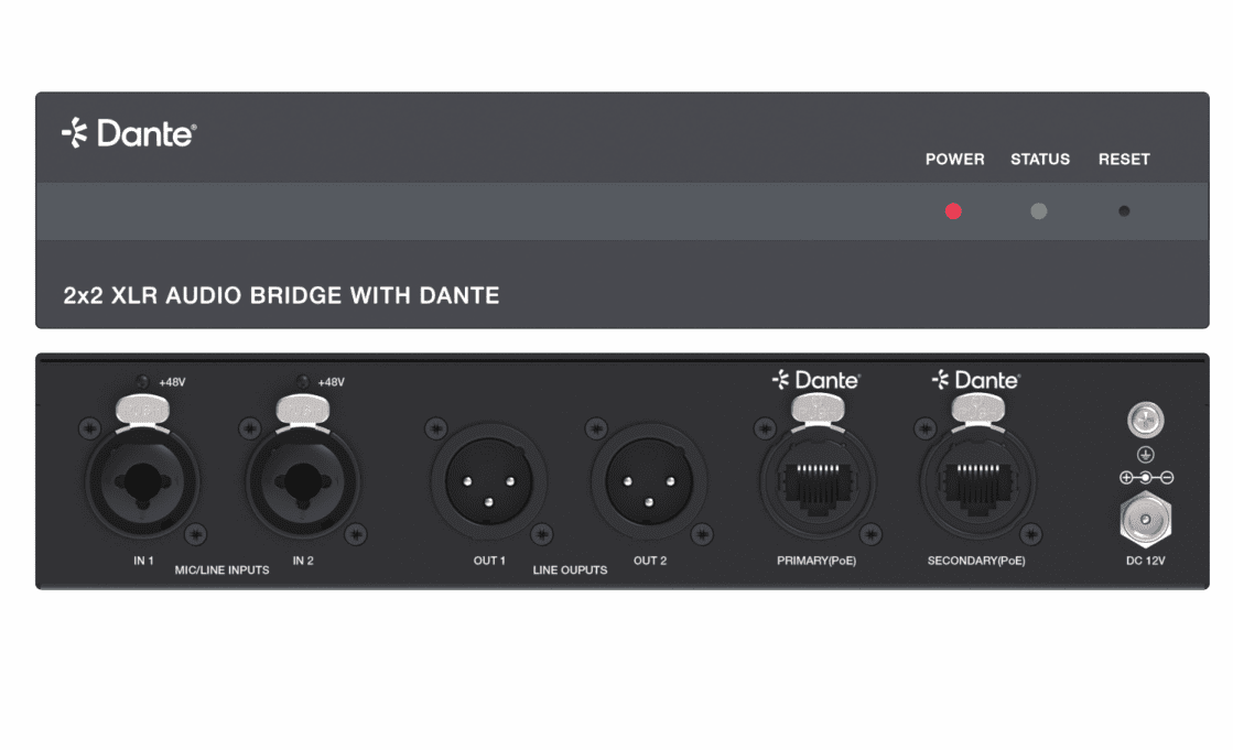 dante audio bridge 2x2 4x4 8x8 16x16 with poe