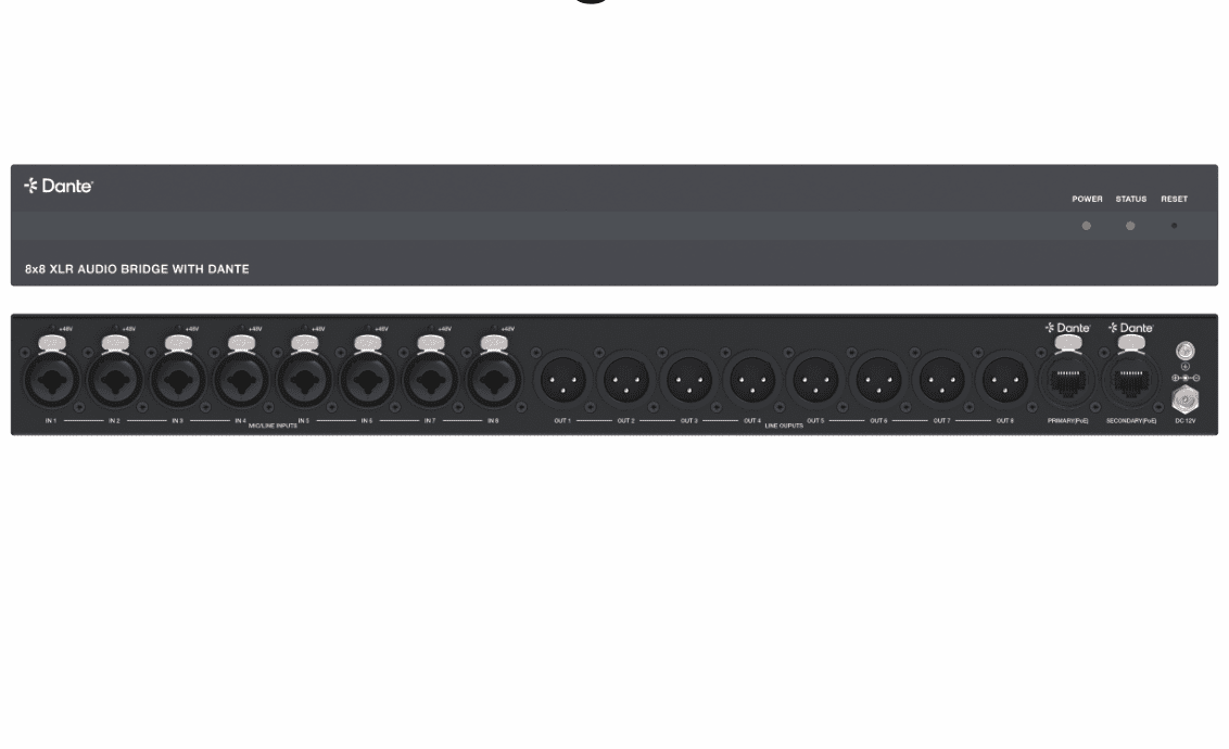 dante audio bridge 2x2 4x4 8x8 16x16 with poe