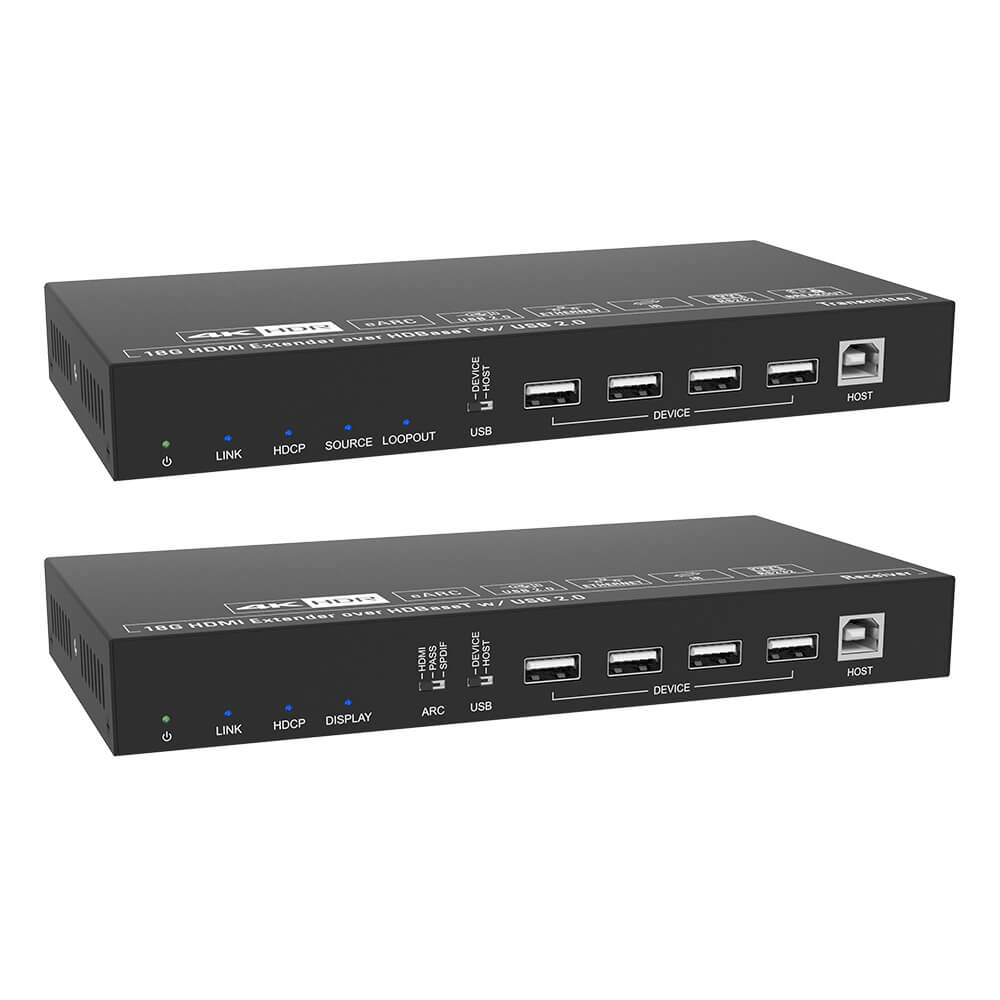 18gbps 4k@60hz 4:4:4 hdbaset 3.0 100m 4*usb 2.0 ,over a single cat6a/7 cable 100m,arc
